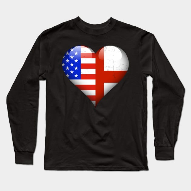 Half American Half English - Gift for English From England Long Sleeve T-Shirt by Country Flags